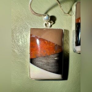 Jay King Inlay Multicolor Silver Stone Earrings